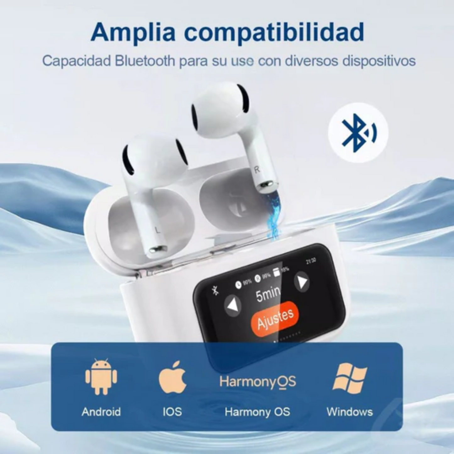 Audífonos Pro Bluetooth con Pantalla Táctil